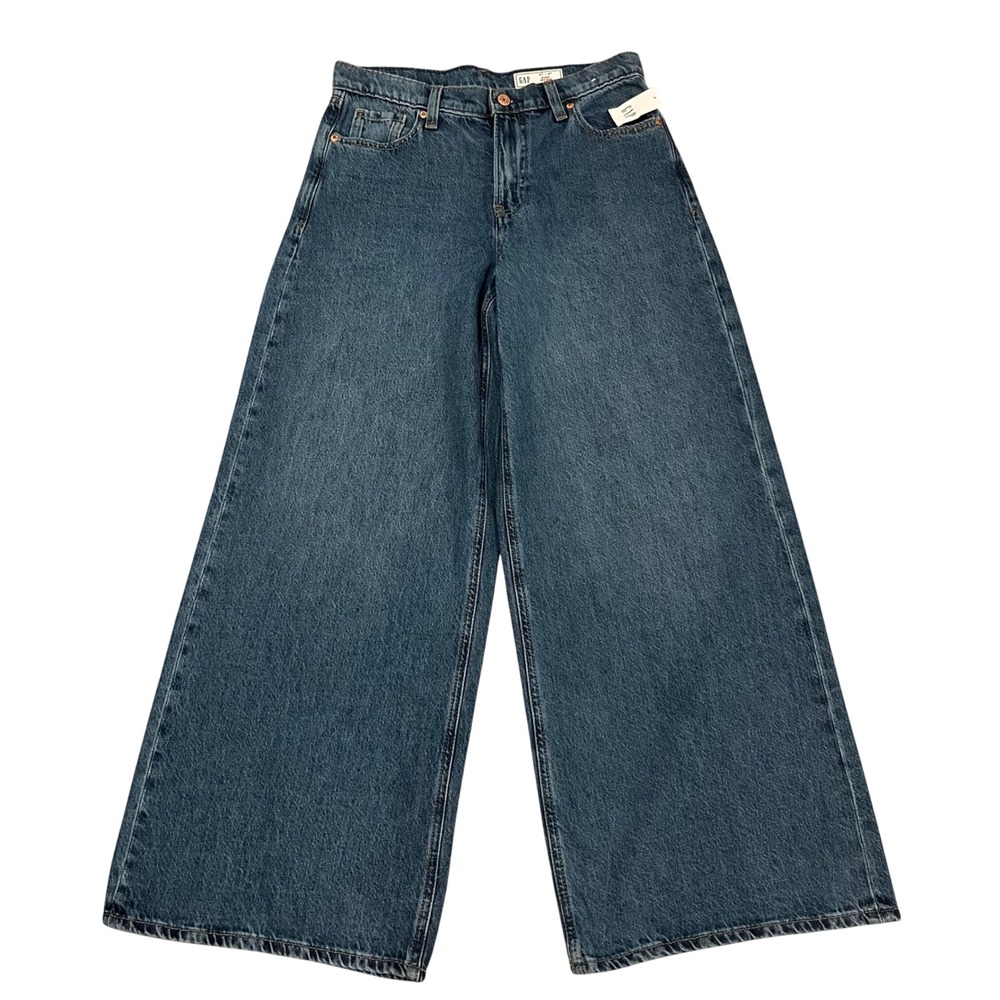 Gap Baggy Mid Rise Jeans Medium Indigo Wide Leg Denim Pants 27 4R New